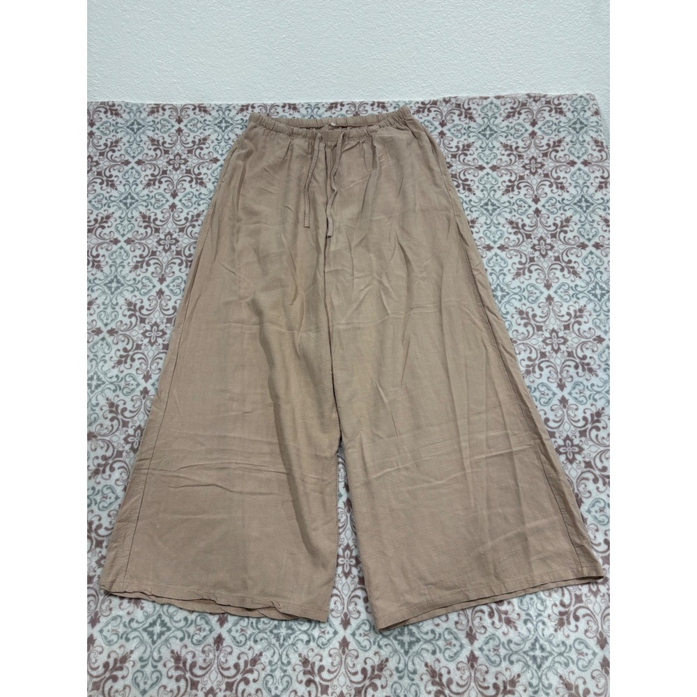 Unbranded Taupe Tan Wide Leg Drawstring Waist Flowy Pants XL